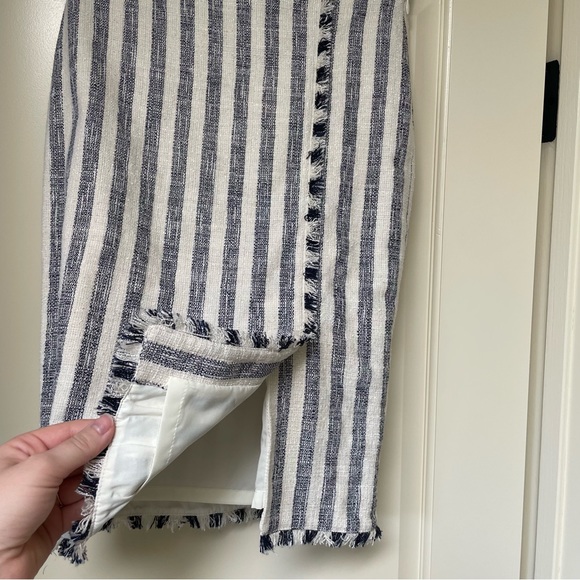 Banana Republic Navy and White Stripe Tweed Pencil Skirt - Picture 7 of 7